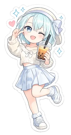 Lyone in a beret holding bubble tea