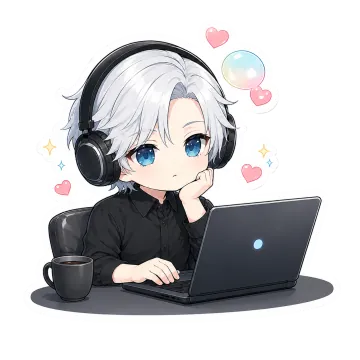 Adam at a laptop with headphones on